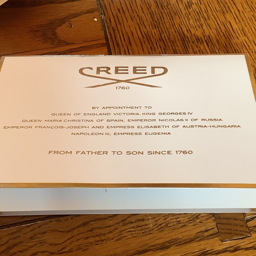 Creed White Box with Gold Lettering simple perfume
